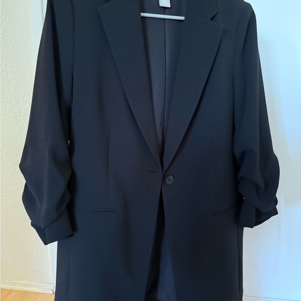 Black Blazer with Rolled Sleeves
